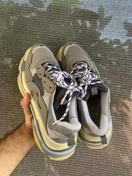 Balenciaga Triple S Sneakers Grey White Blue Size 44 - Picture 3 of 6